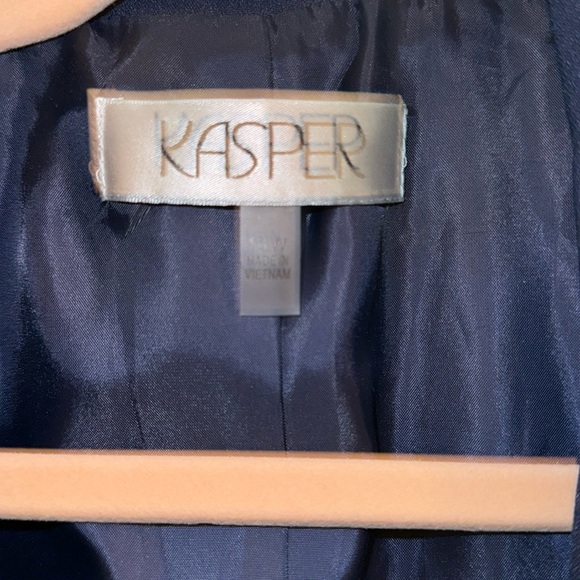Navy Kasper Blazer. 16W. Single button. Lightly worn. Non-smoking home. - Picture 2 of 3